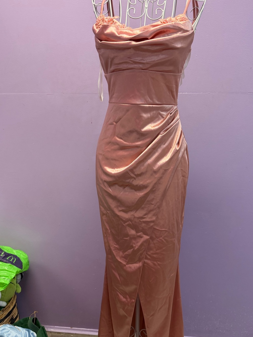Windsor Satin Slip Maxi Dress in Rose